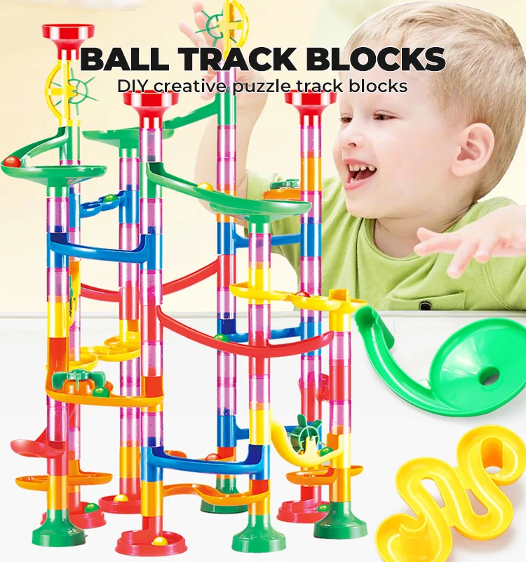Intelligent DIY Plastic Marble Run Building Blocks Toy Kids Educational Construction Toy Big Marble Run Track