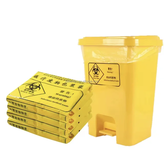 Yellow Hazardous waste bags Portable Heavy Duty Yellow Plastic Medical Trash Bin Liner Bags Waste Garbage Bags No reviews yet