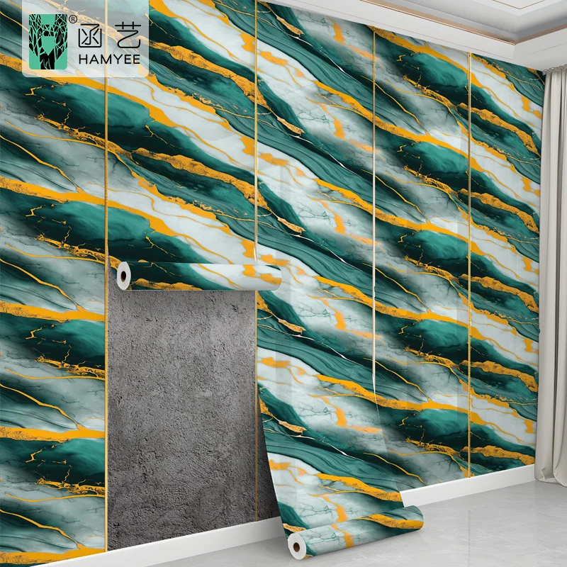 product high gloss marble self adhesive wallpaper vinyl foam roll foil marble wall tile stickers for wall decoration-61