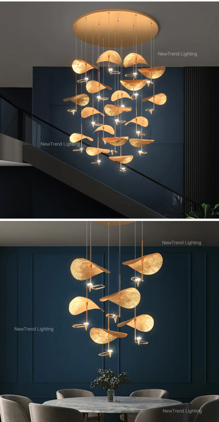 CPL-231 Plant Series Indoor Decoration Home Living Room Restaurant Copper Leaf Hanging Pendant Light supplier