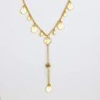 Charm Necklace Trendy Gold Plated Charm Tassel Pendant Gemstone Necklace