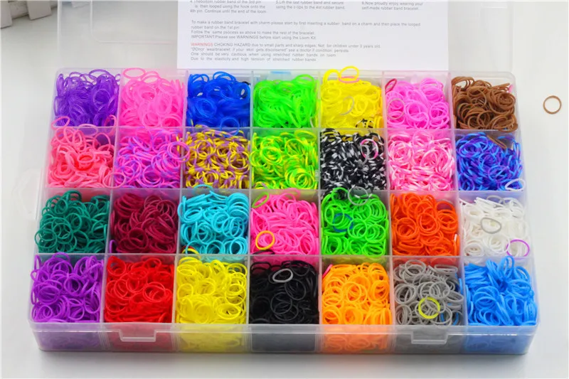 Hot Colored Elastic Band Set Kid's Art Crafts DIY Toys Loom Rubber Bands Kit For Girl Bracelet