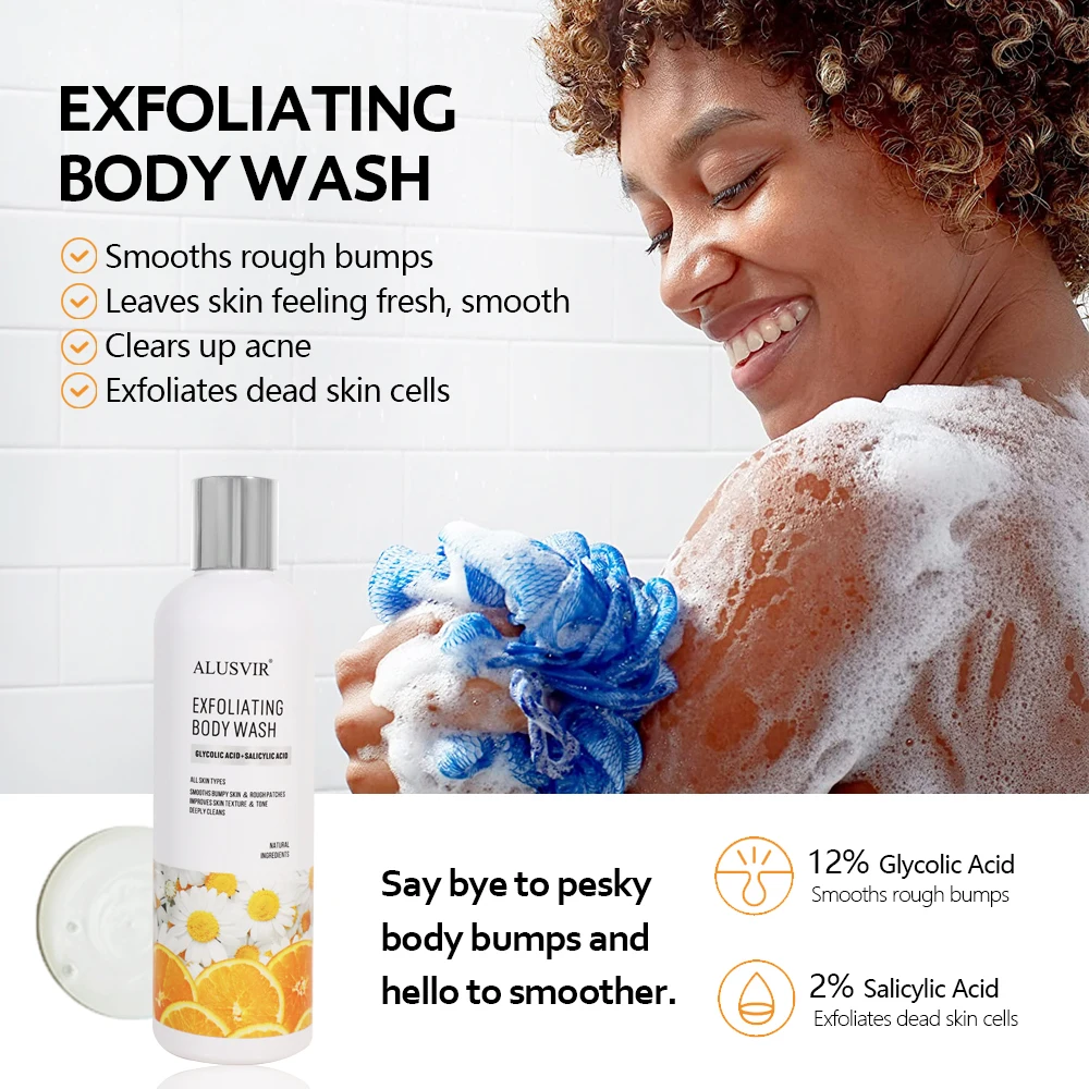 Dead Skin Remover Salicylic Acid Skin Peeling Body Wash Gel Lotion Care Set For Women Black Skin Private Label