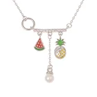 Pearl Mother's Women Jewelry Crystal Silver Custom Fruit Gold Pearl Heart Pendant Mother's Day Gift Necklace