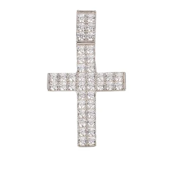 Hip Hop Iced Out Fashion Custom Hip Hop Cross Zircon Cz 925 Silver Jewelry Pendant For Women Men