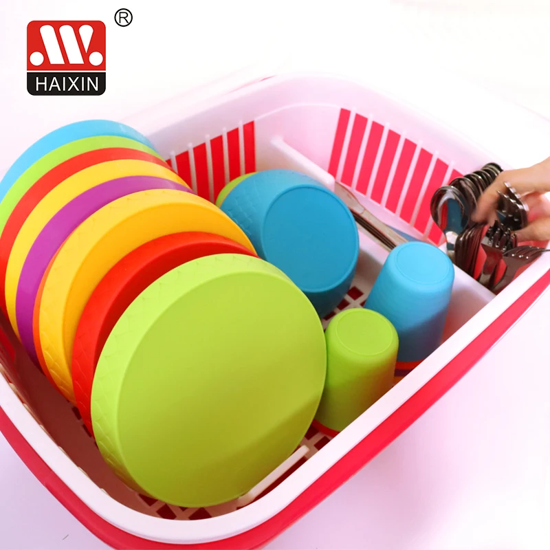 Plate Dish Bowl Cups Spoon Storage Rack Drainer Plastic Dish Drying Rack Kitchen Drying Drainer Dish Rack With Cover