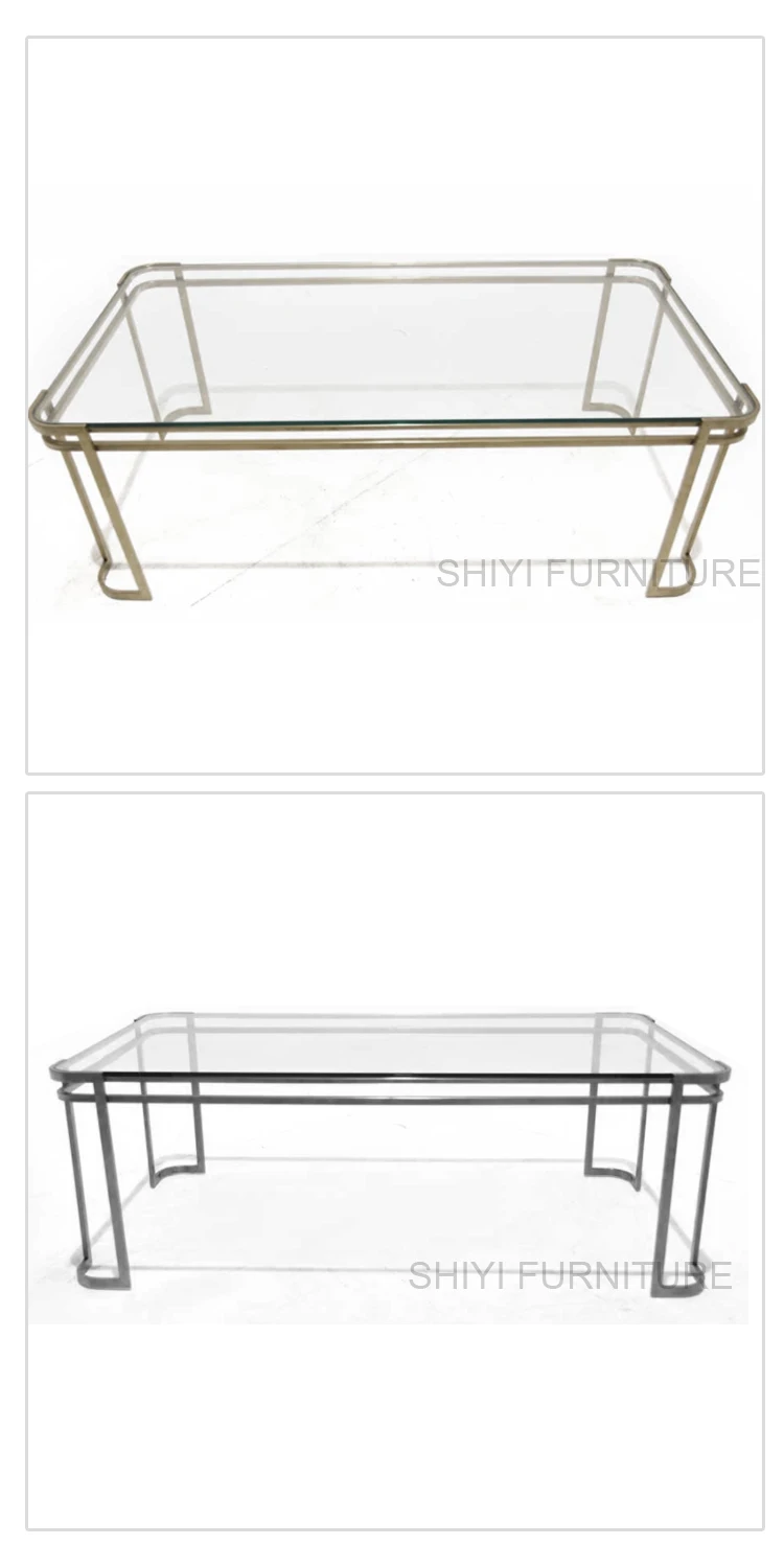 Modern gold leg glass top coffee table