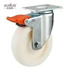 Wheel Plastic 100 Mm White PP Caster Wheel Medium Duty Plastic Brake