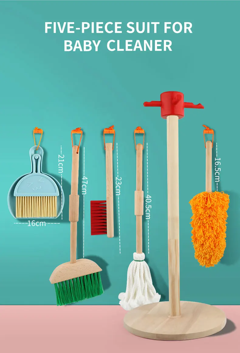 High Quality Wooden Broom Mop Dustpan And Dustpan Set Toys Manufactory