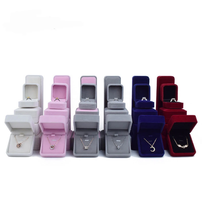product custom velvet jewelry storage box with logo for ring earring necklace bracelet gift packaging jewelry set box-1