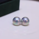 Silver Earrings Factory Wholesale 925 Silver Tahitian Black Pearl Stud Earrings