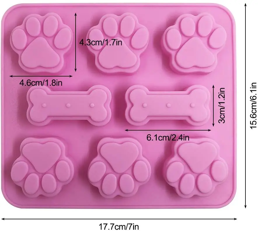 Pet Paw Print with Bone Treat Dog Silicone Mold