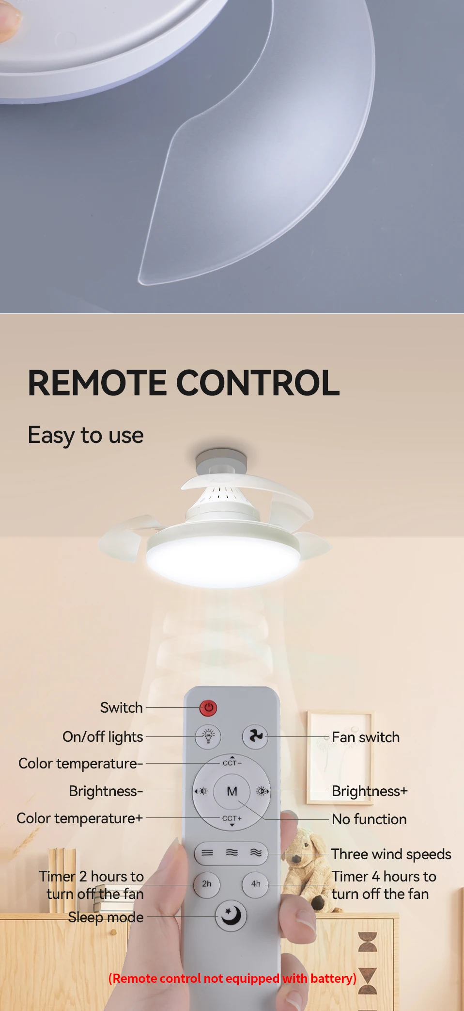 Ceiling Fan, AC85-265V, E27 - detail 10