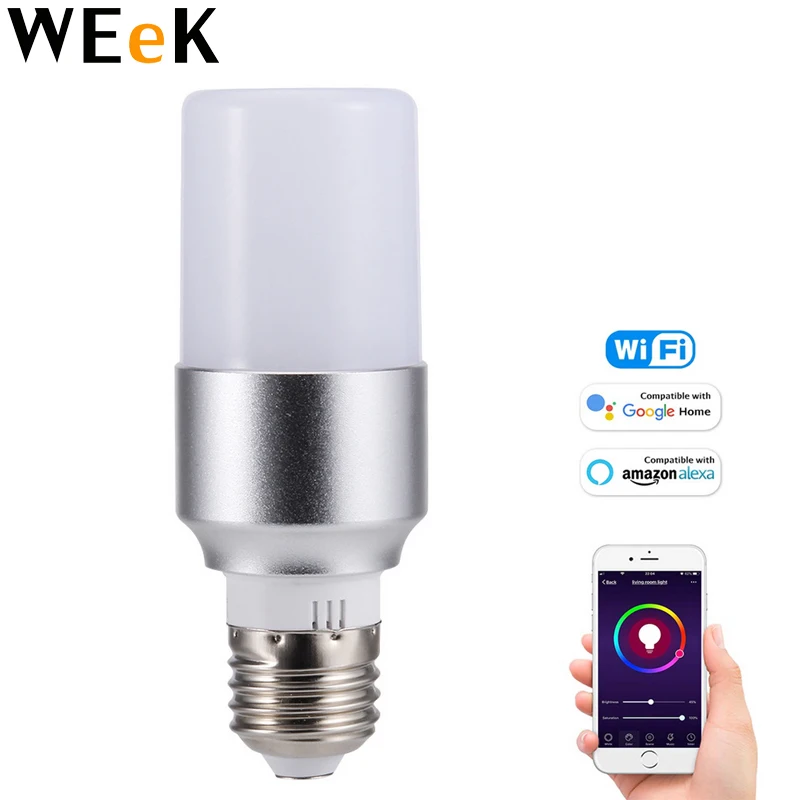 wifi lampara 7w led e27 bombilla inteligente b22 inteligente ampolleta wifi lampada alexa asistente de google eco control de app buy wifi lamp 7w led e27 smart light bulb b22 intelligent