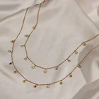 Cz Gold Shining Dangle Colorful Diamond CZ Stainless Steel 18K Gold Rhinestone Choker Necklace
