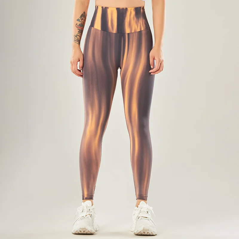 2023 new tie-dye Aurora buttock lifting seamless women yoga pants tight sports pants high waist fitness sport yoga leggings