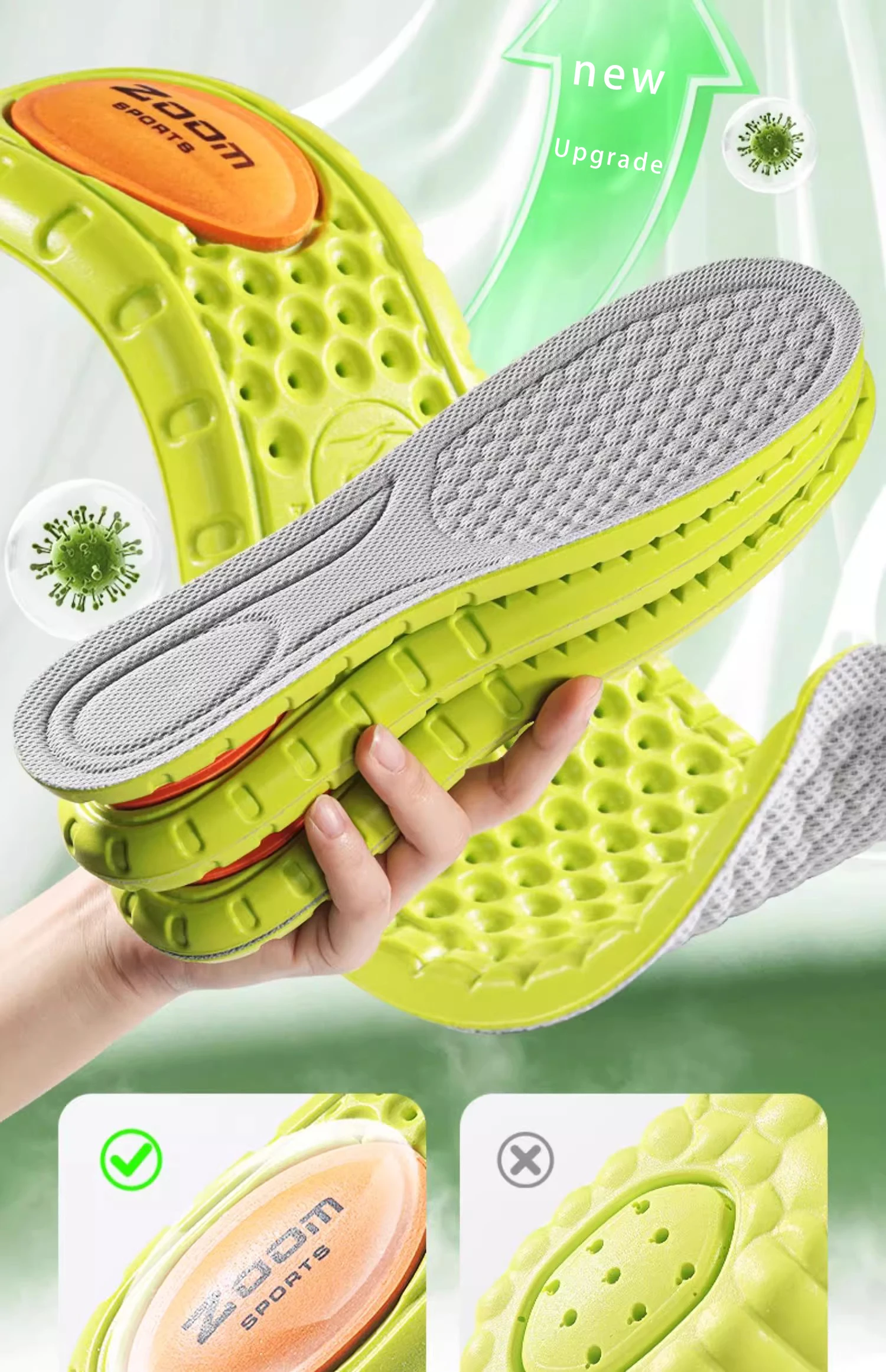 Mugwort Deodorizing Sports Insoles PU Air Cushion Shoe Pads Mugwort Deodorizing Sports Insoles PU Air Cushion Shoe Pads