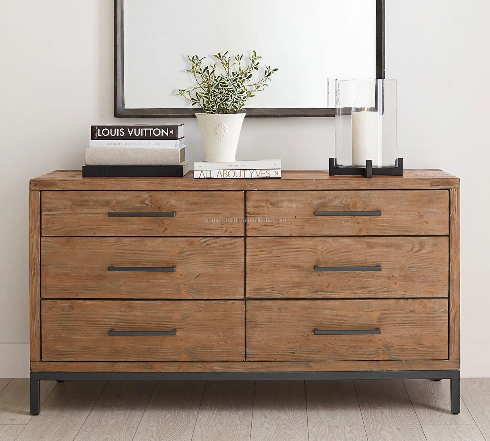 dresser set bedroom furniture oak 6-drawer wider dresser