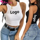 White Tank Top 2021 Hot Custom Logo Summer Lady White Black Ribbed Crop Tank Top Women