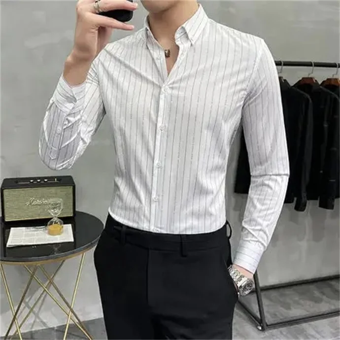 New men's full printed shirt wholesale breathable quick drying guaranteed quality lapel long-sleeved shirt