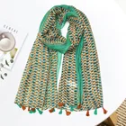 Leaf Scarf 100% Polyester Leaf Printed Women Scarf With Fringe