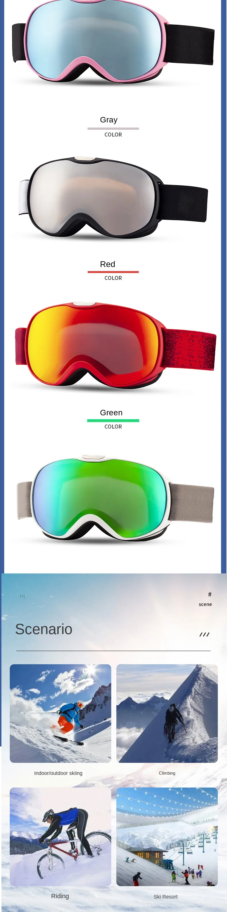 Outdoor Ski Goggles with Water Transfer Technology for Skiing and Snowboarding