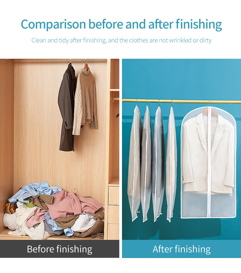 Customized Logo Suit Cover Garment Bag Home Closet Storage Hanging Dresses Suit Cover Protector for Travel Garment Bag