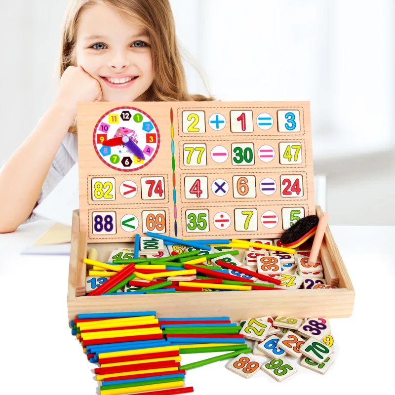 100Pcs Wooden Numbers for Kids Math Preschool Learning Educational Toys Gift 