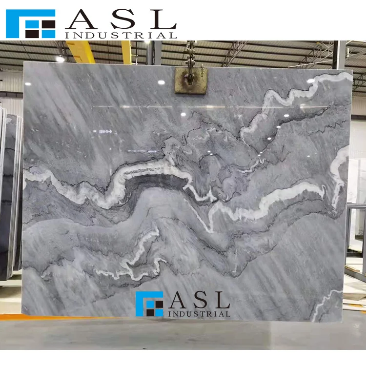 Luxury Bruce Book Match Natural Grey Marble Floor Tile Stone Slabs