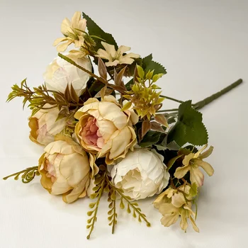 High Quality Artificial Silk Flowers Real Touch Rose Hydrangea Decorative For Wedding Bridal Bouquet