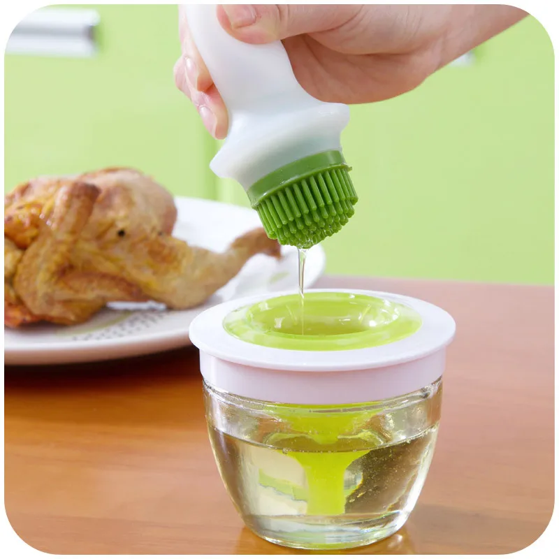 BBQ Korean Style Silicone Food Grade Oil Brush & Bottle Set with Glass Pot for Outdoor Barbecue and Kitchen Use details