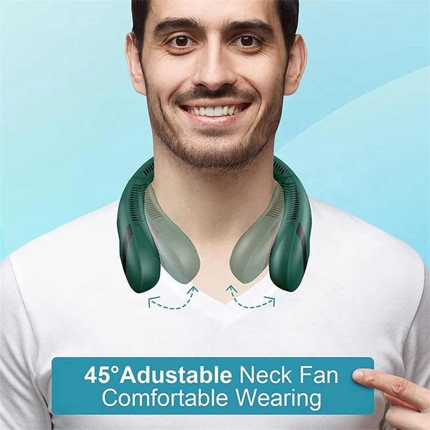 Foldable 5000mah Wearable Leafless Fan Hands Free Silent Bladeless Cooling Portable Neck Fan
