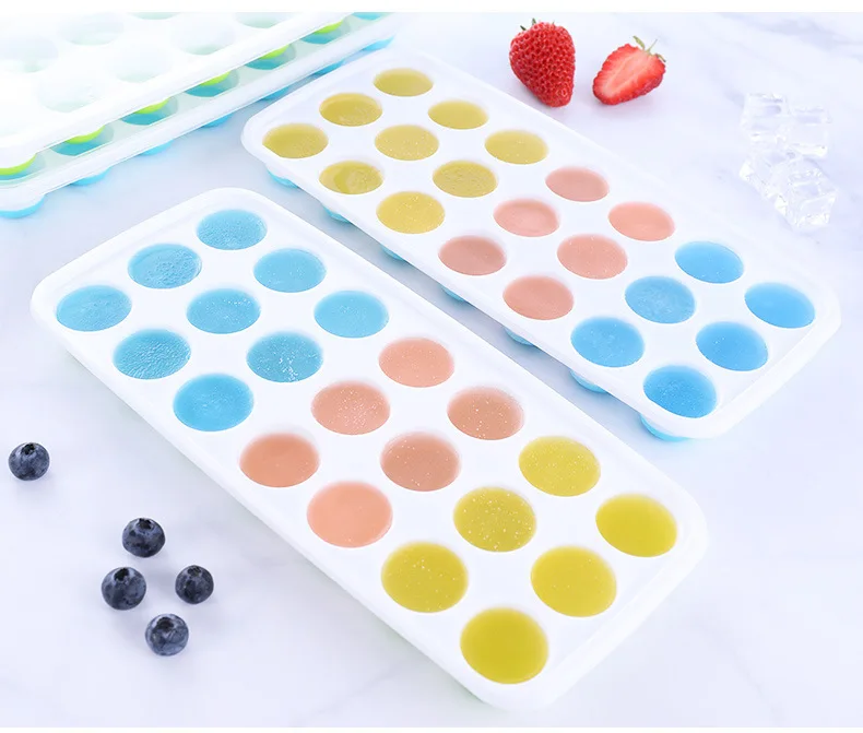 Holes Silicone Round Shaped Ice Cube Trays With Lid Bpa Free And