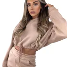 Fitness Apparel Hot Sale Crop Top Cotton Fleece Sweat Wear Women's Hoodies With Drawstring