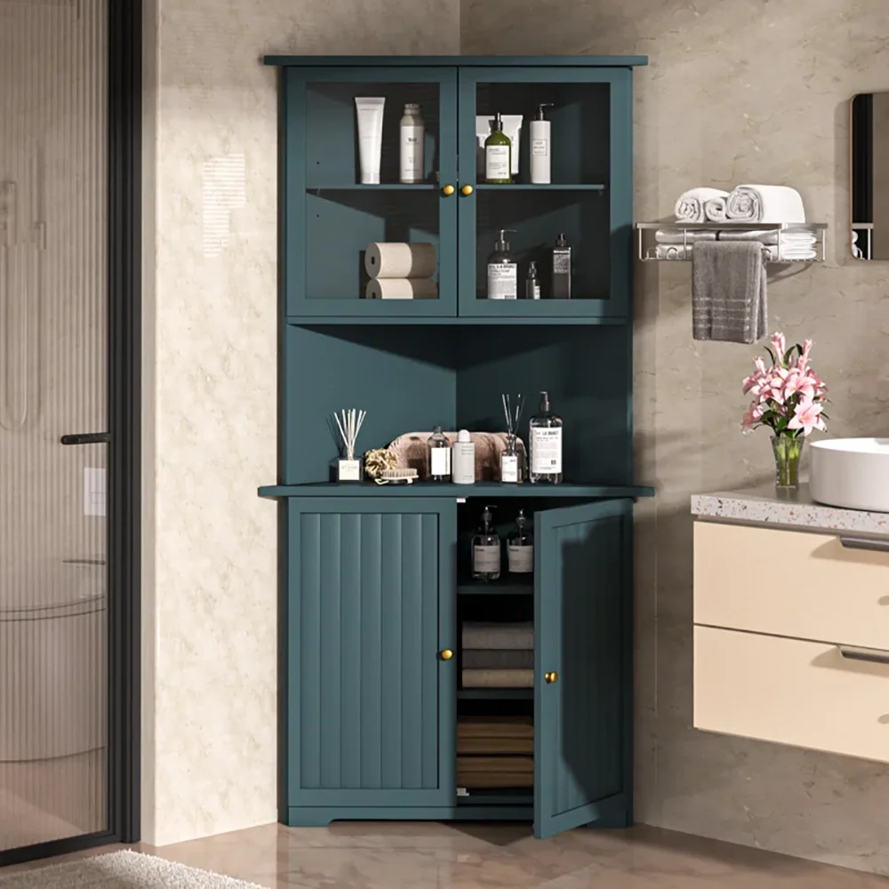 product wooden freestanding pantry storage cabinet with doors and shelves for dinning room or kitchen-2