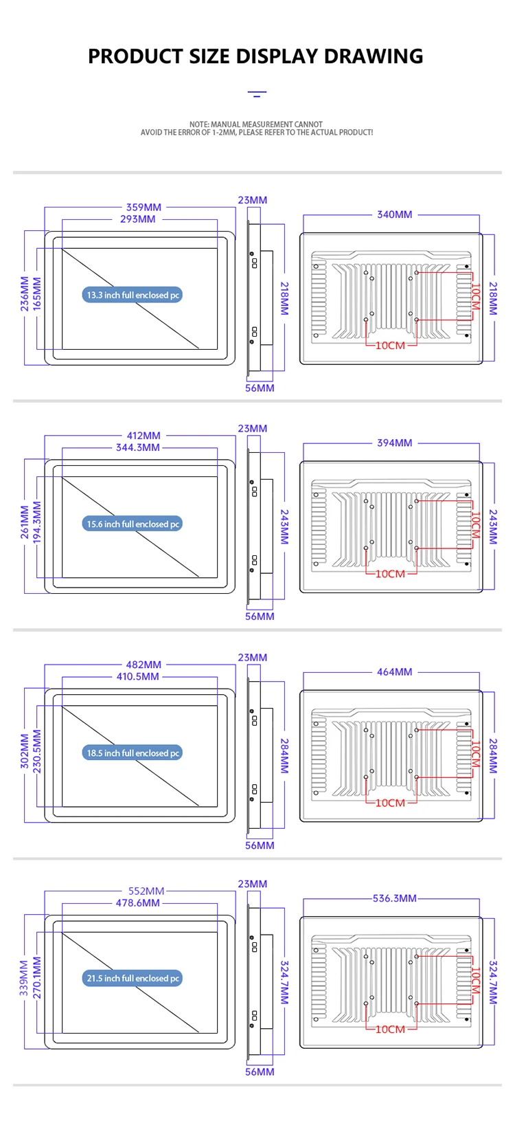 21.5 Inch Industrial Tablet PC with 10 Points Capacitive Touch Screen and 7/24 Working All in One Panel PC