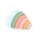 Colourful Wood Rainbow Arch Bridge Made Of Building Blocks Stacking Tower Educational Toy