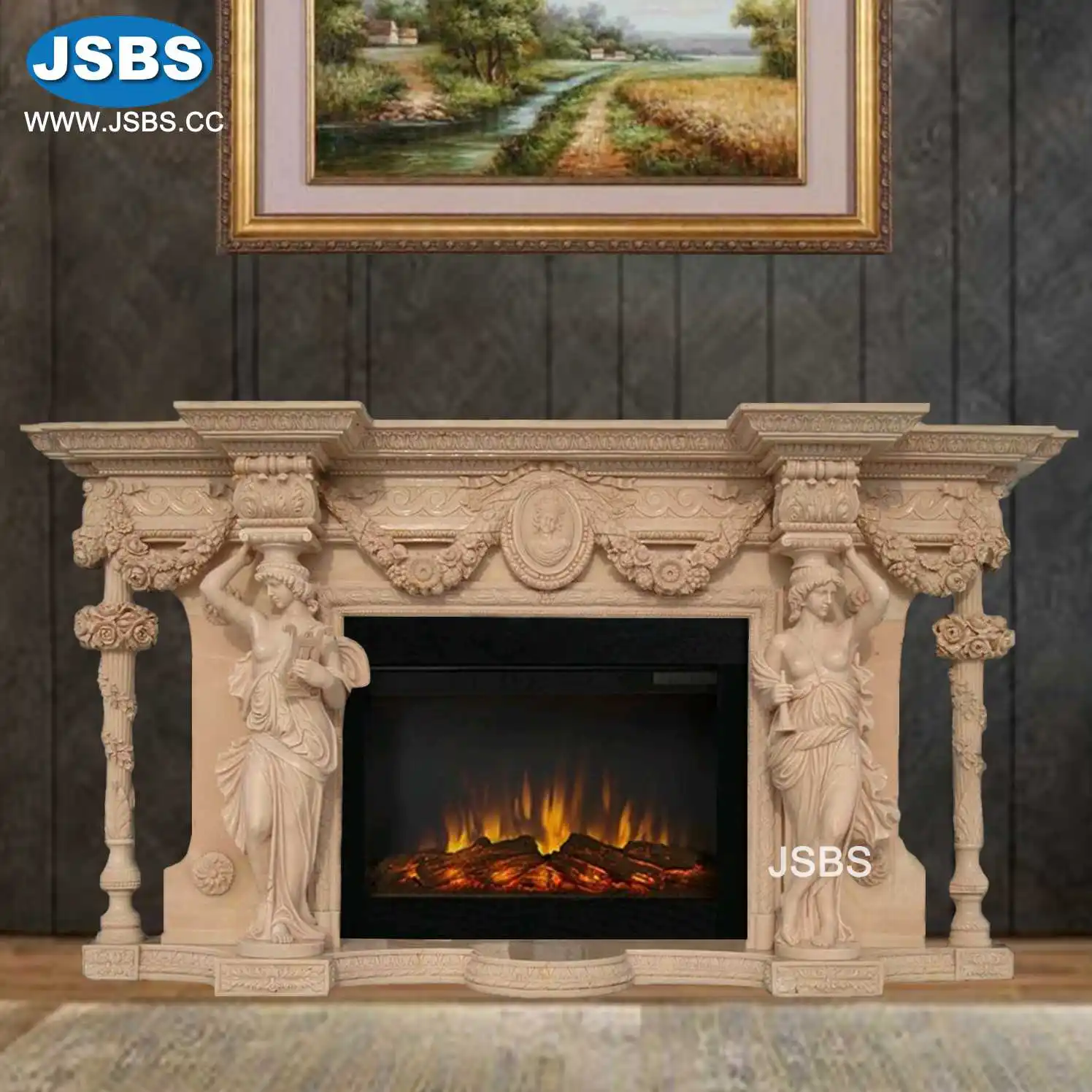 stone fireplace drawing