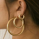 Large Gold Hoop Earrings Earrings Stainless Steel Thick Double Huggie Large Big Gold Hoop Earrings