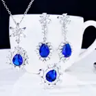 Crystal Earrings New Luxury Colorful Jewelry Ladies Crystal Earrings Ring Pendant Necklace Bridal Set