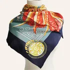 Scarf Printed Double Sided Print Luxurious Silk Scarf 90x90cm Hand Rolled
