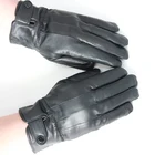Leather Winter Gloves Men Lambskin Sheep Leather Driving Police Fashion Winter Gloves