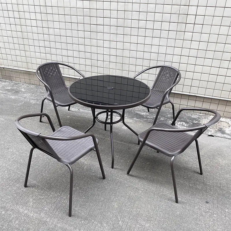 Outdoor Furniture Garden Set Patio Dining Set Plastic Resin Chair and Table For Home and Cafe/Shopes restaurant rattan table and