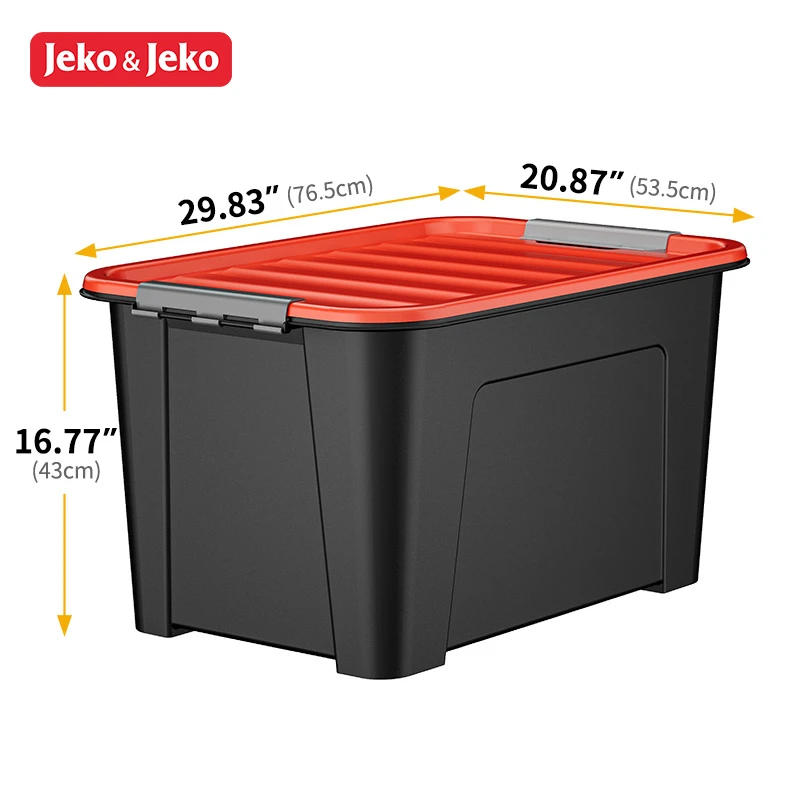 Jeko&Jeko Large All-Weather Heavy-Duty Stackable Storage Plastic Bin Tote Container with Quick Snap Lid