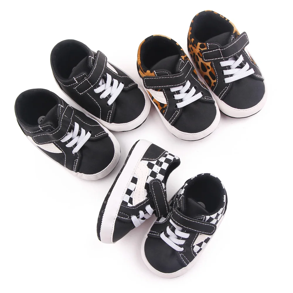 Baby Fashion Trend Black and White Color Contrast Leopard Print Baby Leisure Canvas Toddler Shoes supplier