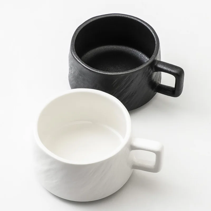 High-End Exquisite American-Style Rock Sand Textured Matte Porcelain Ceramic Coffee Mug Tea Cups And Saucers