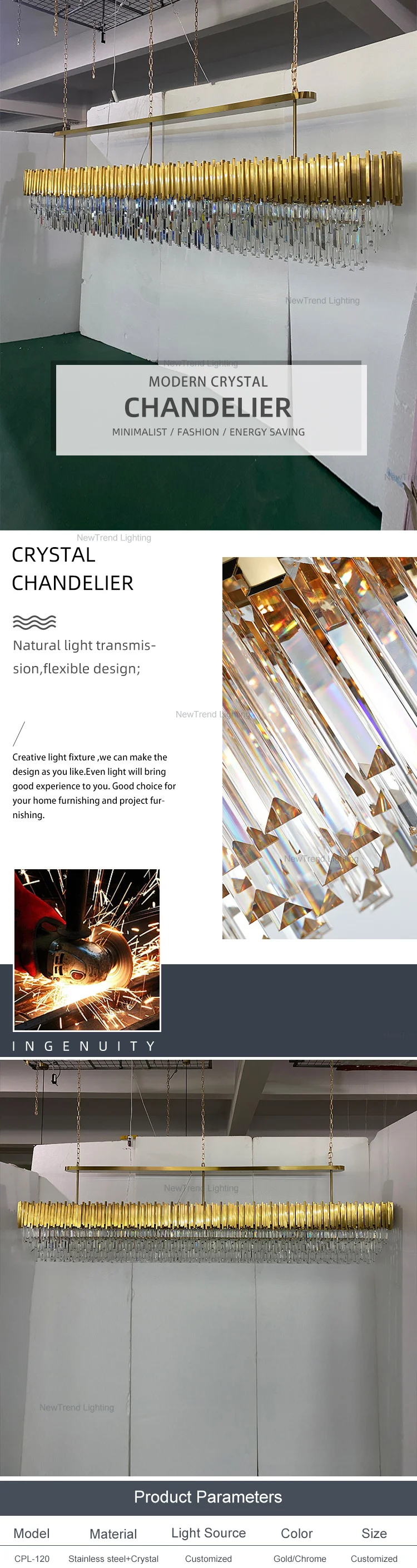 CPL-120 Luxury Style Indoor Decoration Custom Hotel Lobby Custom Luxury Crystal Chandelier Light factory