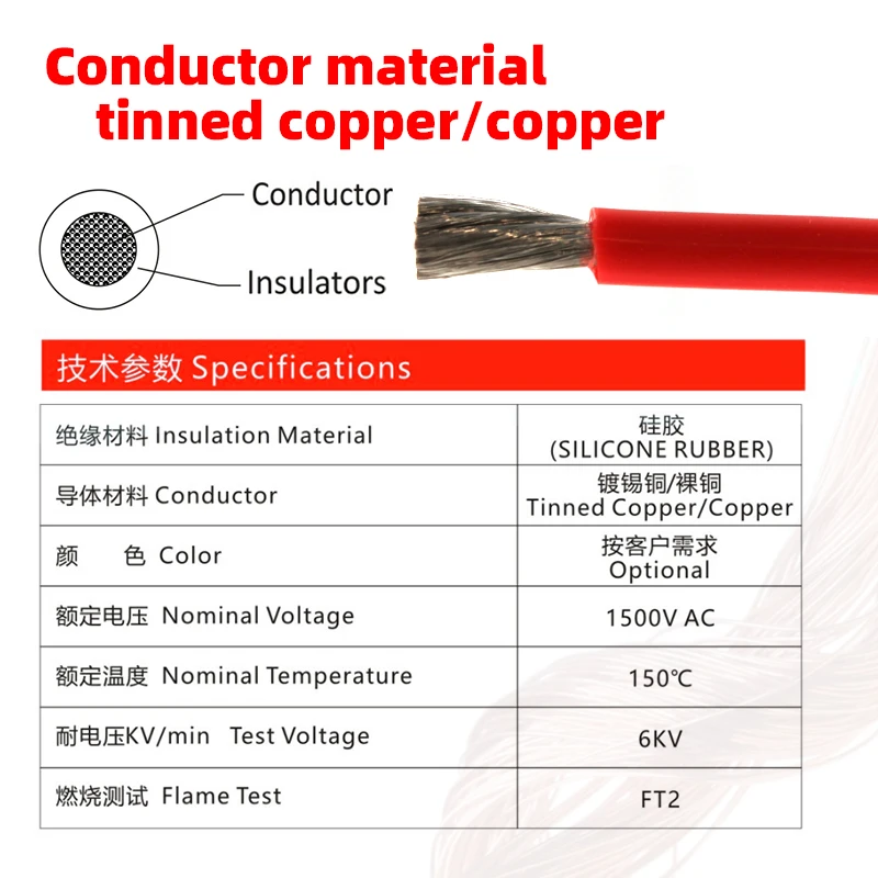UL 30045 Custom Flexible Silicone Insulated 10 12 14 16 AWG Electric 14 AWG Copper Stranded Conductor 16mm Overhead 600V Cable supplier