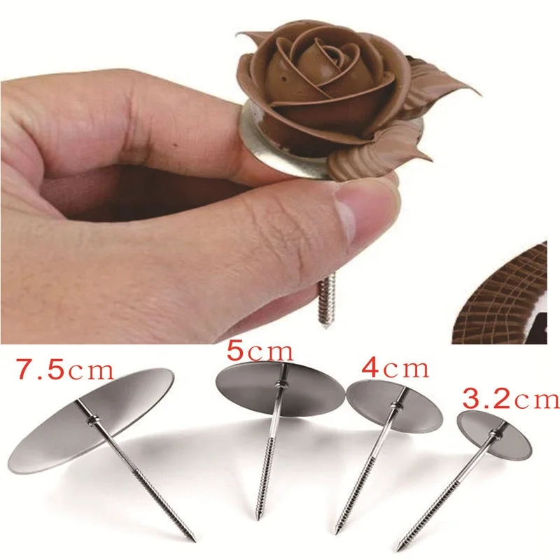 New Stainless Steel Piping Nail Tips Cake Chocolate Biscuit Flowers Decorating Needle Stands Cream Transfer Tray Baking Pa