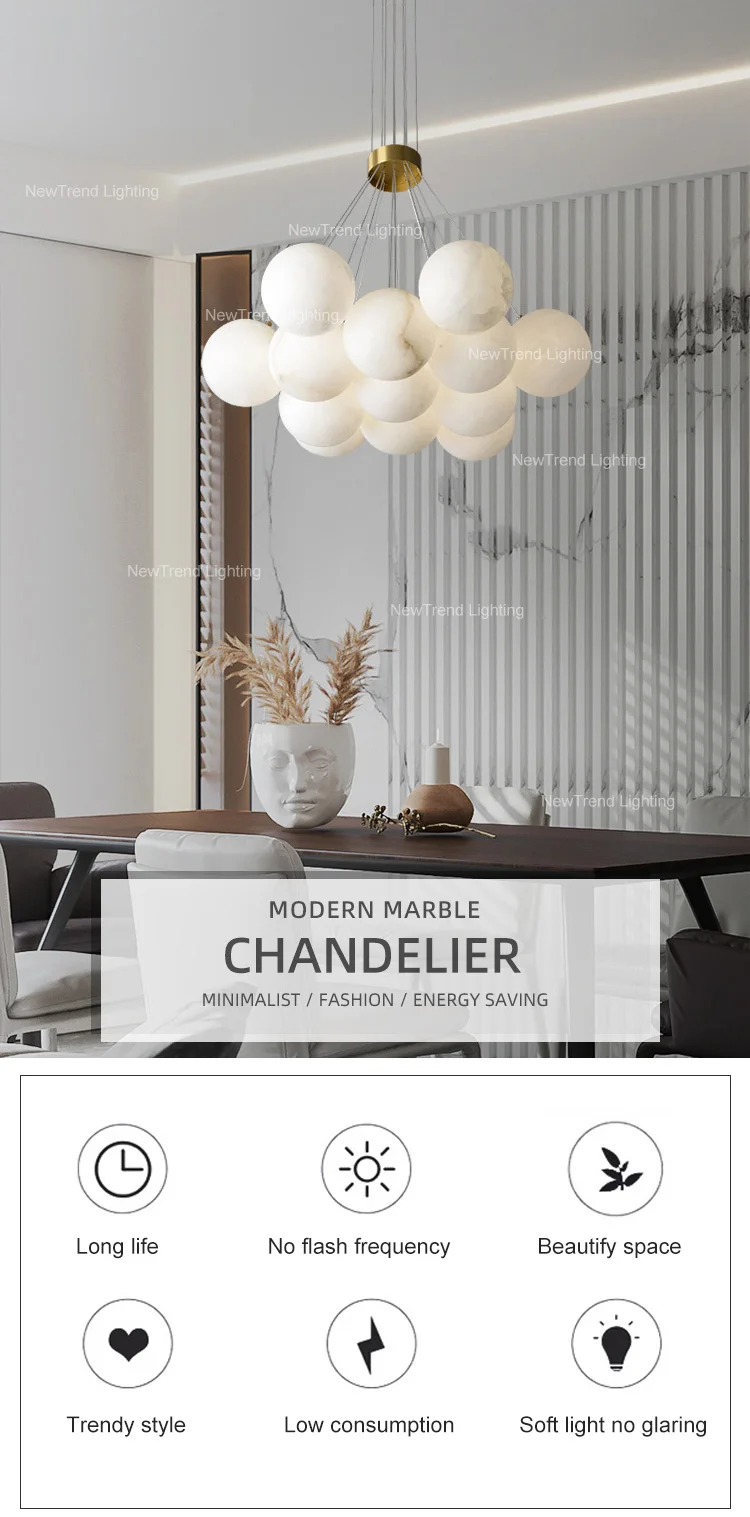CPL-238 Focus on Customization Fixture Living Room Dining Room Bedroom Modern Marble Ring Balloon Chandelier manufacture